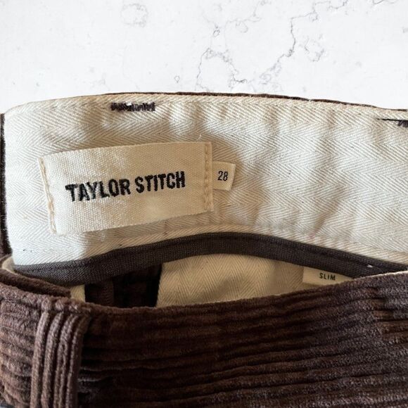 NWOT Taylor Stitch Slim Foundation Pant Cord Organic Espresso Brown W28 Corduroy - Picture 10 of 10